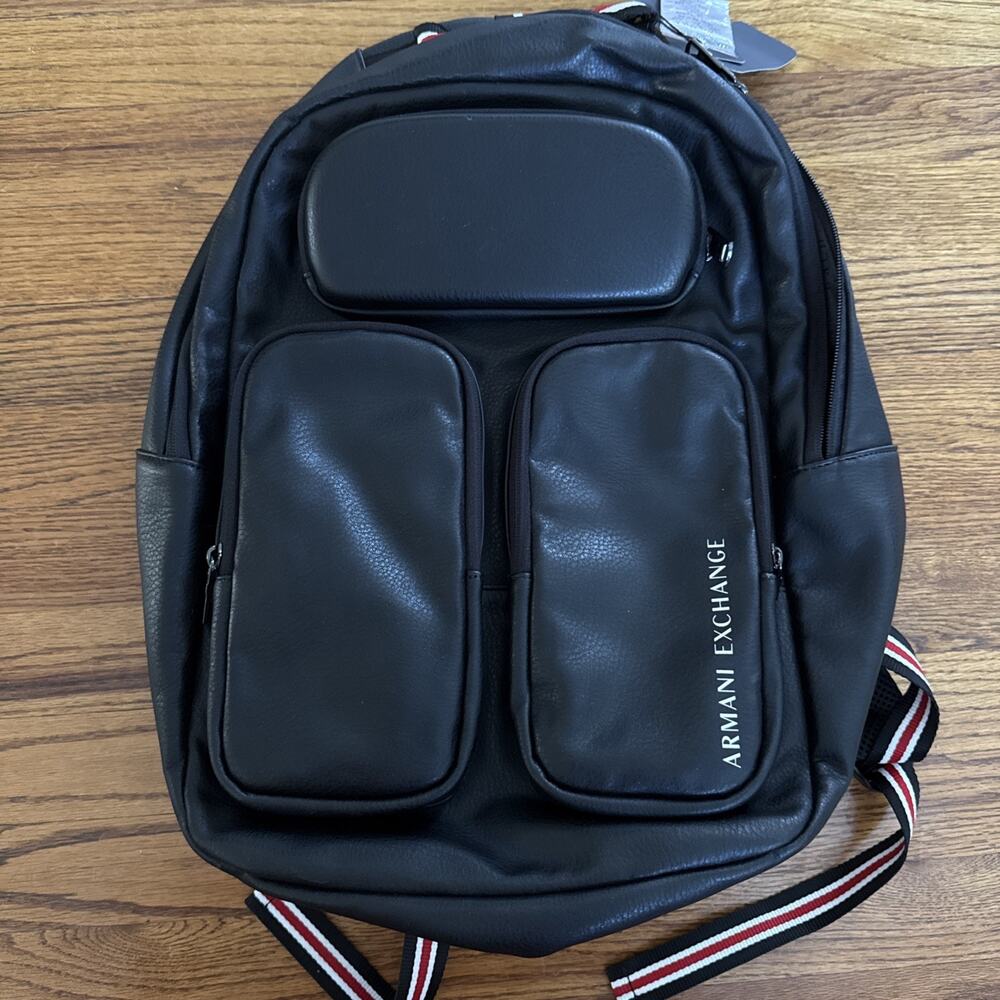 Brand New Armani Exchange Faux Leather Backpack Black